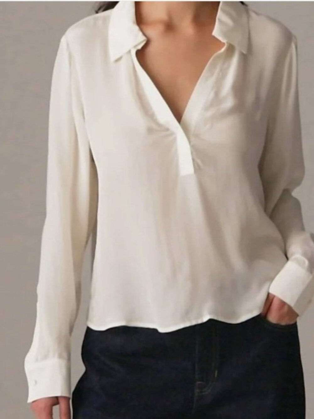 NWT! J. Crew Ivory Bungalow Popover V-Neck Blouse - S
